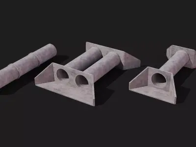 Cement or concrete pipe and box culvert for civil construction Low-poly 3D model