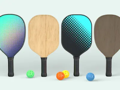 Pickleball set Paddles and Balls 3D model