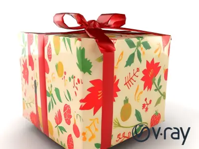 Festive Gift Box with Ribbon model pack Low-poly 3D model