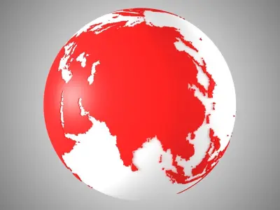 Solid Color Red White Globe 3D model
