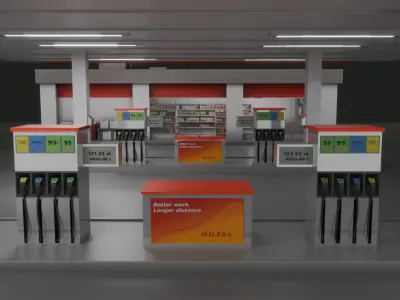 Red gas station 3D model