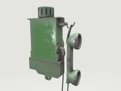 Old Green Phone Low-poly 3D model