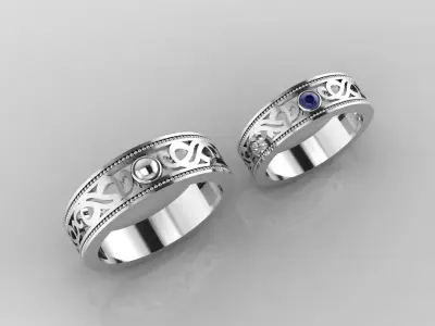 WEDDING BAND DIAMOND MODEL RINGS STL 3DM 3D print model