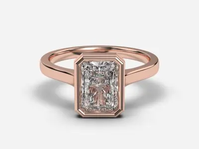 Radiant Diamond Bezel Setting Solitaire Diamond Ring 3D print model