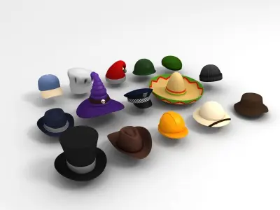 Hat Pack Low-poly 3D model