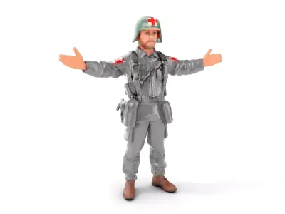 Combat Medic Character Rigged and Animated for D Projects Low-poly 3D model