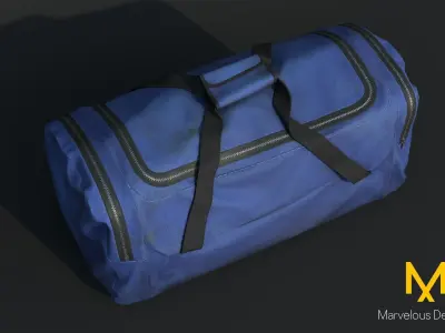 Old utility duffle bag travel hand bag for Unreal Engine Low-poly 3D model