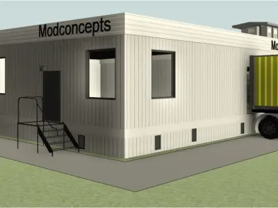 Modular Warehouse Prefabricated Building 3D Model with textures  Low-poly 3D model