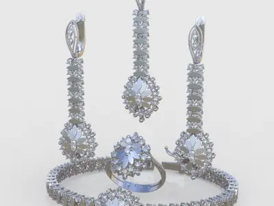 Ring Bracelet Earring and Pendant Set 3D printable model 0045 3D Model Pack