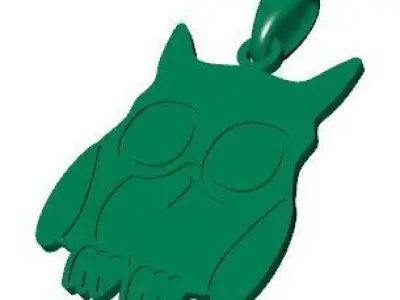 Owl Enamel Pendant 3D model Texture 3D print model
