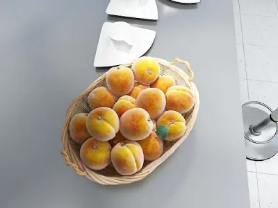 Peaches in Basket 3D model