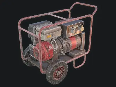 Generator on wheels Low-poly 3D model