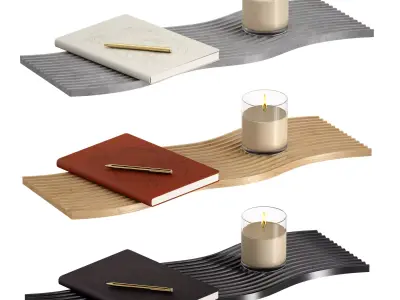 Decorative set - notepad pen candle stand 3D model
