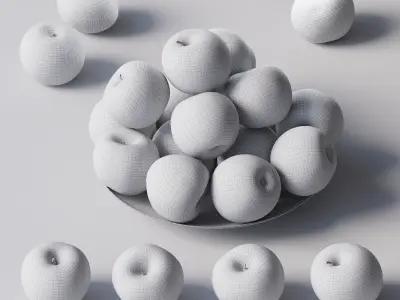 Granny Smith Apples - 4 models Low-poly 3D model