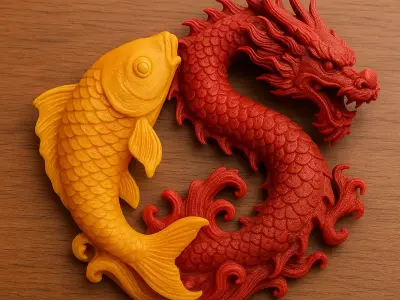 Carp Transforming into Dragon 3D print model