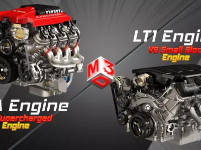 LSA - LT1 - V8 Engines  2 in 1 3D Model Collection