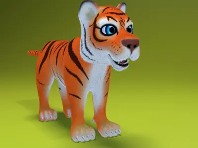 cartoon tiger Low-poly 3D model