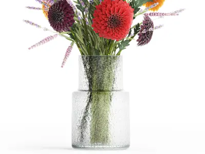 Bouquet of wildflowers chrysanthemum Lavender in a vase 396 3D model