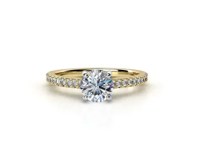 cr-010 person diamond engagement ring gold 3D print model