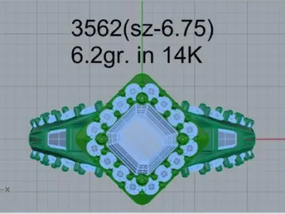 Rhombus Halo Ring 3562 3D print model