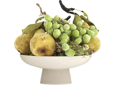 bowl of pears and grapes 3D model