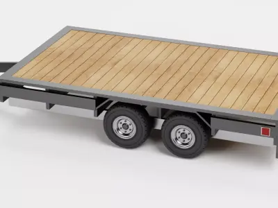 Utility Trailer V4 - Compact Drop Deck Vehicle Base Low-poly 3D model