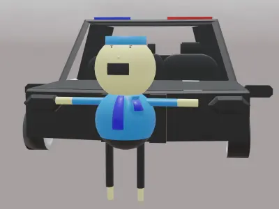 police car Low-poly 3D model 2