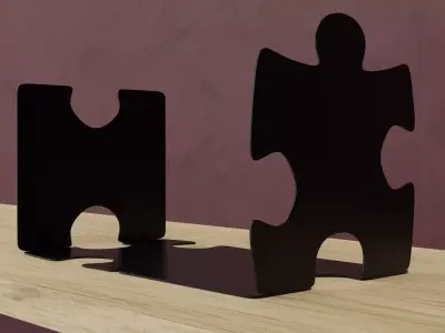 Bookend puzzle book holder Free 3D model
