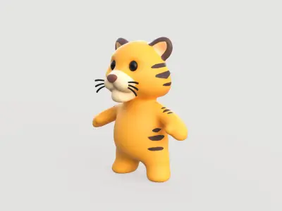 Little animal baby - Tiger cute - Animated Low-poly 3D model