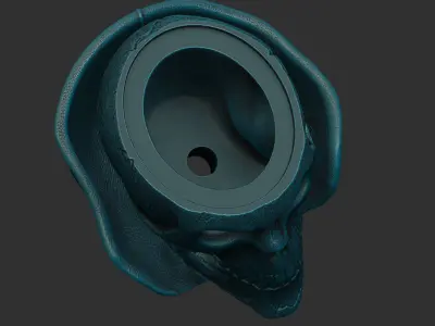 Skull lamp with woolen hat  open eyes 3D print model