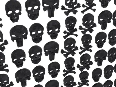 Skull Skeleton silhouette Low-poly 3D model