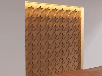 Decorative Wooden Wall Model 3 3D model
