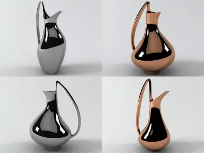 Pitchers four different vases and painting 3D model