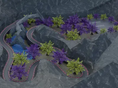  Mountain Drift Map For Mobile - Low-poly 3D model