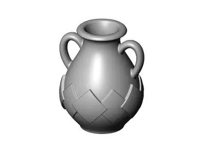 Squares pattern greek vintage urn and vase 3D print model