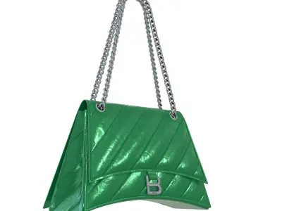 Balenciaga Crush Medium Chain Bag Quilted Green Low-poly 3D model