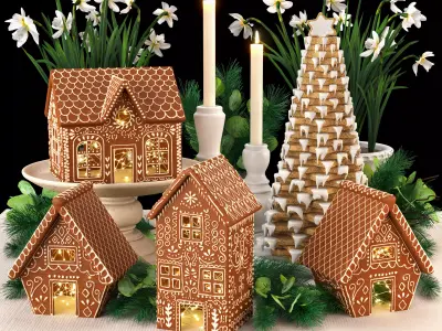 Gingerbread Village Houses 3D model