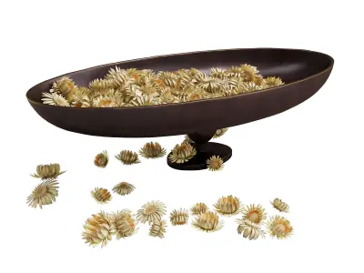 Decorative set Audo Pavot vases acacia branch and driad flowers 3D Model Collection