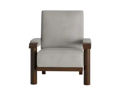 Upholstered Mid-century Leather Armchair 3D model