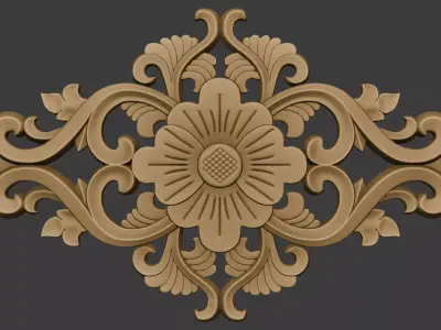 Floral wood carving 3D print model