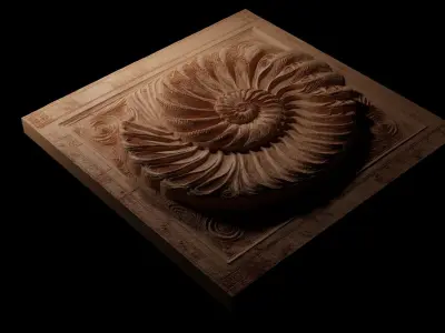 Sea Shell Mystery Sandcasting Bas High Relief CNC 3D print model