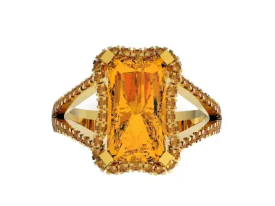 luxury engagement  ring with a large  radiant stone 276 3D print model