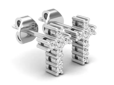 AV 700 Cross Studs Earring 3D print model