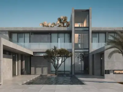 Modern Luxury Villa Concrete villa modern mansion Low-poly 3D model