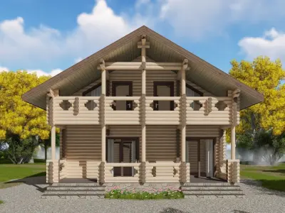 3D model of a wooden house 3D model 2