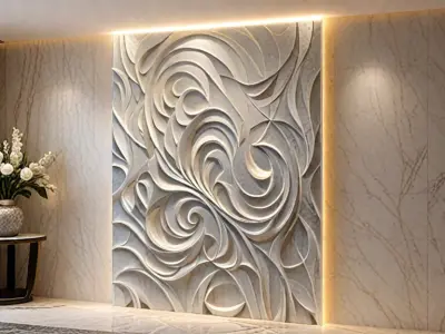 3D Wall Panel mural decor set relief stl 07 3D model