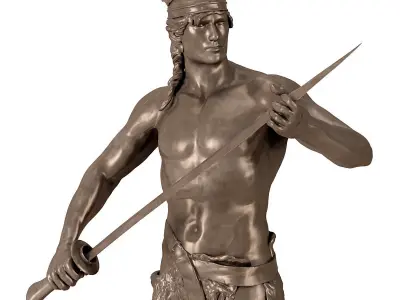 Statuette Man Sword 3D model