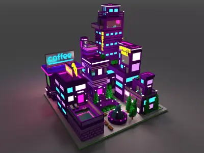 Voxel Sity 2 Free low-poly 3D model