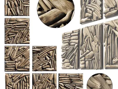 Rectangle  panel branch splinter Big n2 3D model