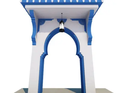 Traditional Moroccan Door Chefchaouen City 3D model